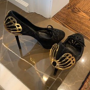 Sergio Rossi black suede heels 7.5